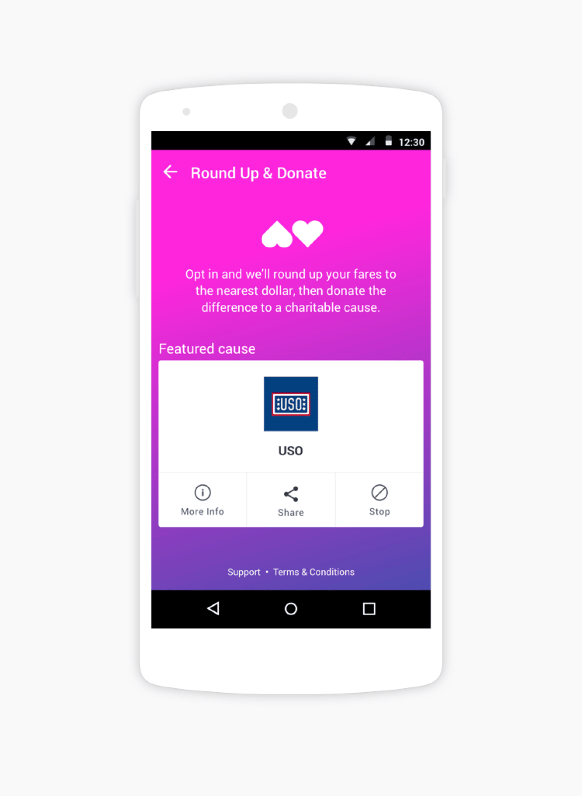 Lyft roundup donation campaign supporting USO military charity