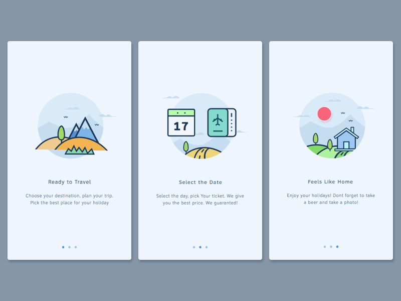 Illustration examples used in mobile app user interface design