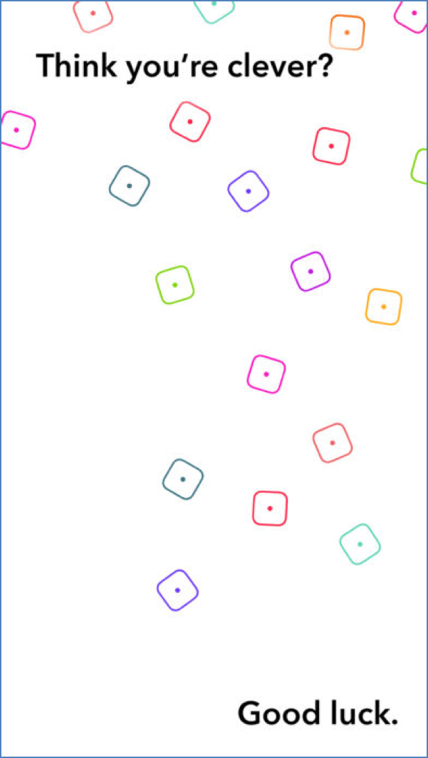 Blackbox app gameplay showing colored puzzle challenges