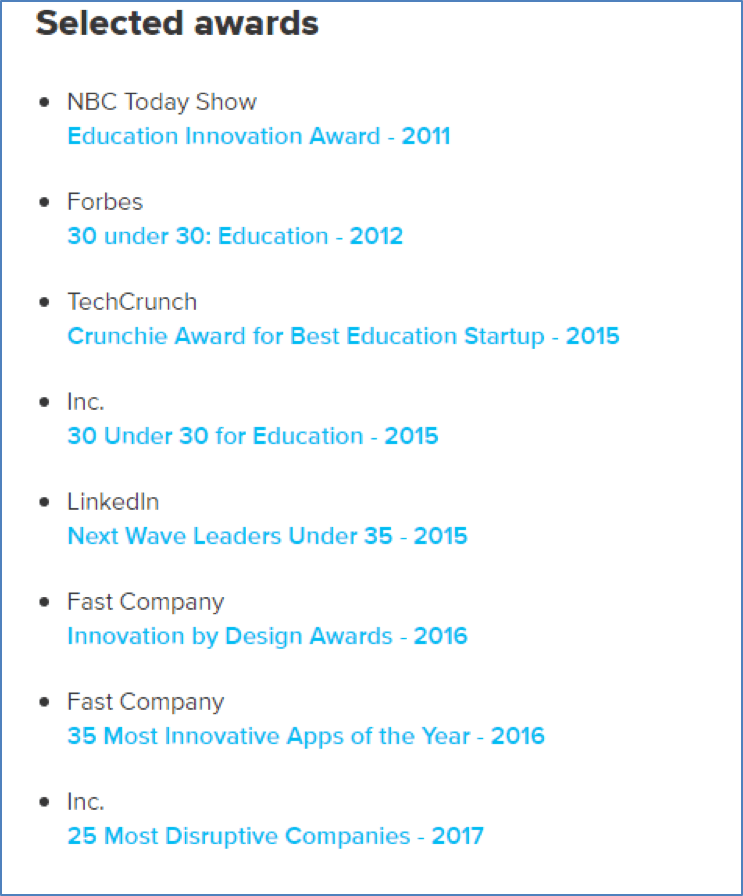 Awards and prizes won by ClassDojo since its 2012 launch
