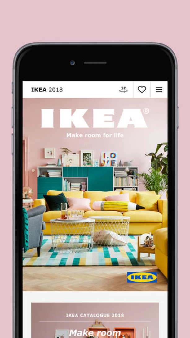 IKEA Catalogue app with Make Room for Life messaging and AR feature