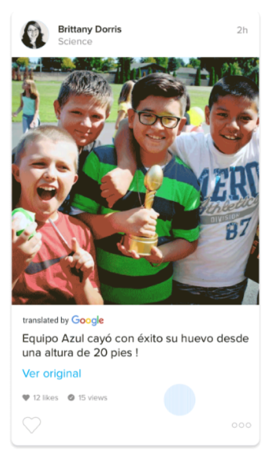 ClassDojo Translate feature enabling messages in over 35 languages