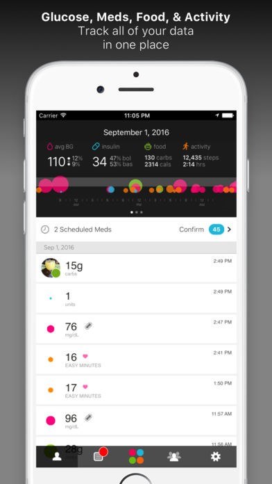 One Drop diabetes management app on iPhone