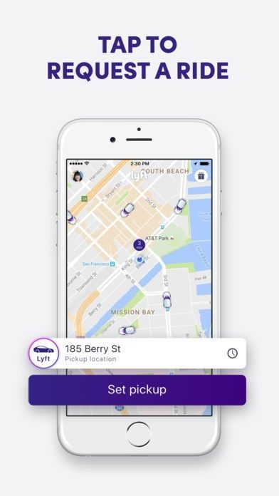 Lyft on-demand ridesharing app requesting a ride