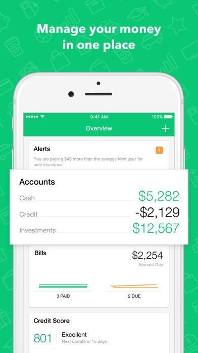 Mint personal finance app budget tracking mobile screen