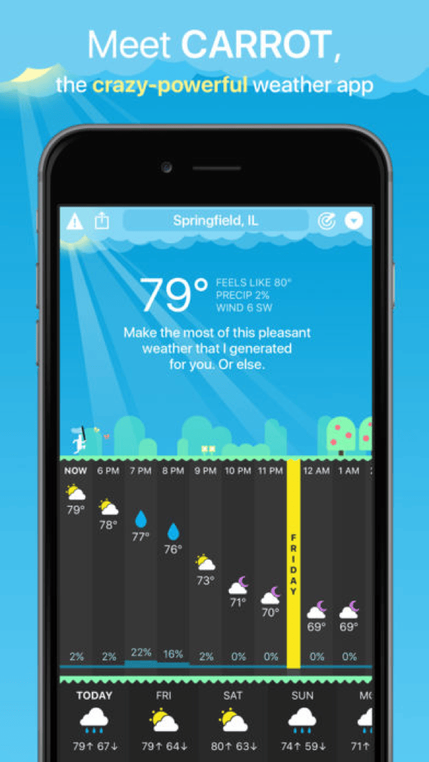 Carrot Weather app icon and App Store listing