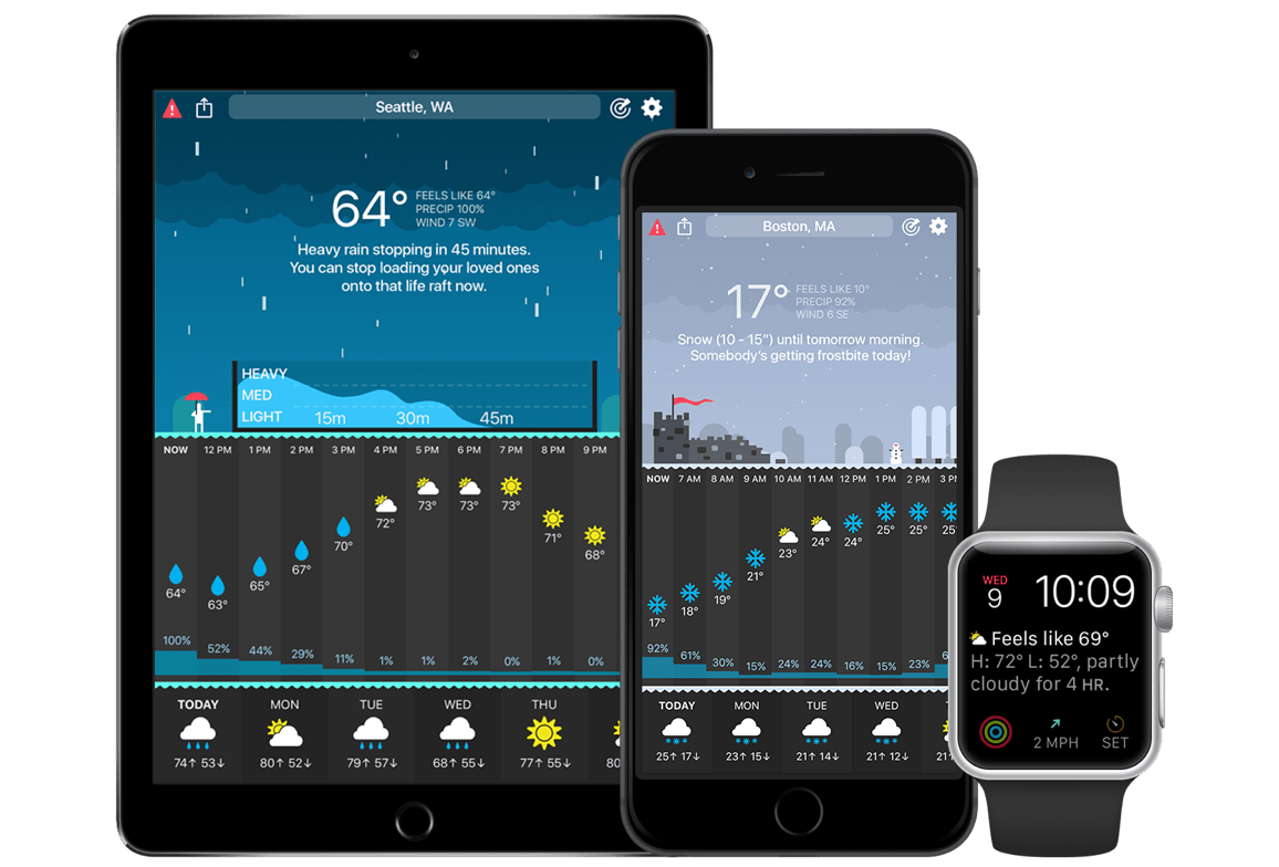 Carrot Weather official website homepage showing the AI robot mascot
