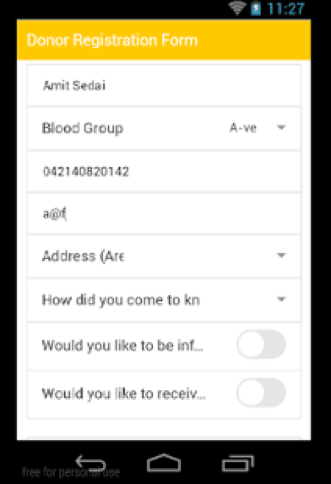 Simple single-page mobile app registration form with minimal required fields