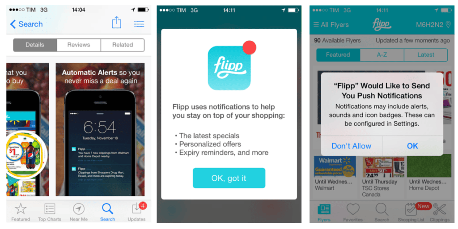 Flipp push notification example reminding users of upcoming deals
