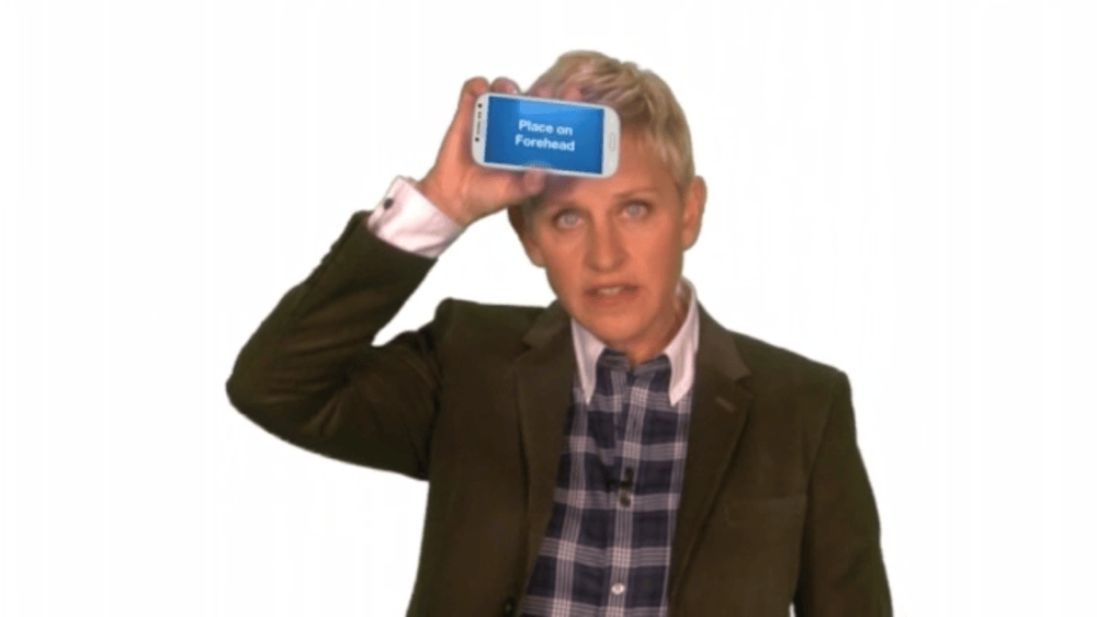 Heads Up! onboarding tutorial screen with Ellen DeGeneres