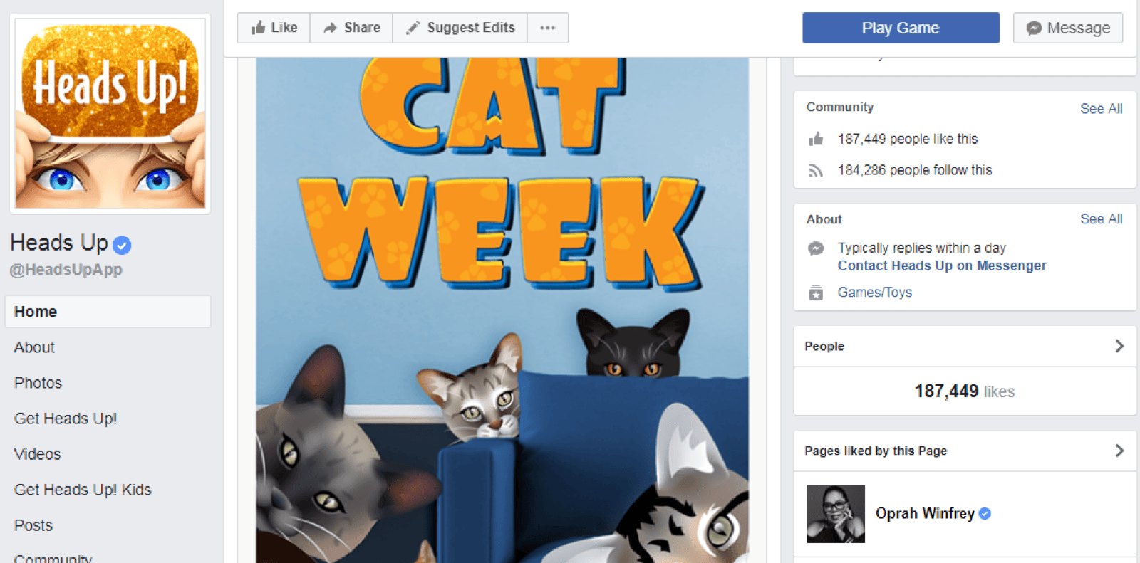 Heads Up! Facebook page promoting app videos and tips
