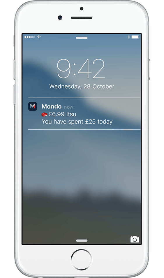 Monzo banking app push notification example with personalized transaction message