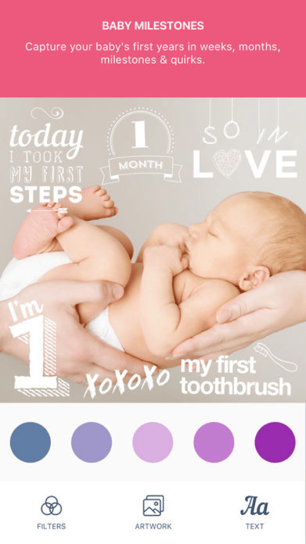 BabyPics app store listing targeting new parents with baby photo editing