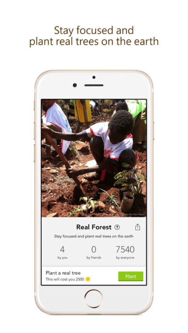 Forest app real tree planting rewards partnership with Trees for the Future
