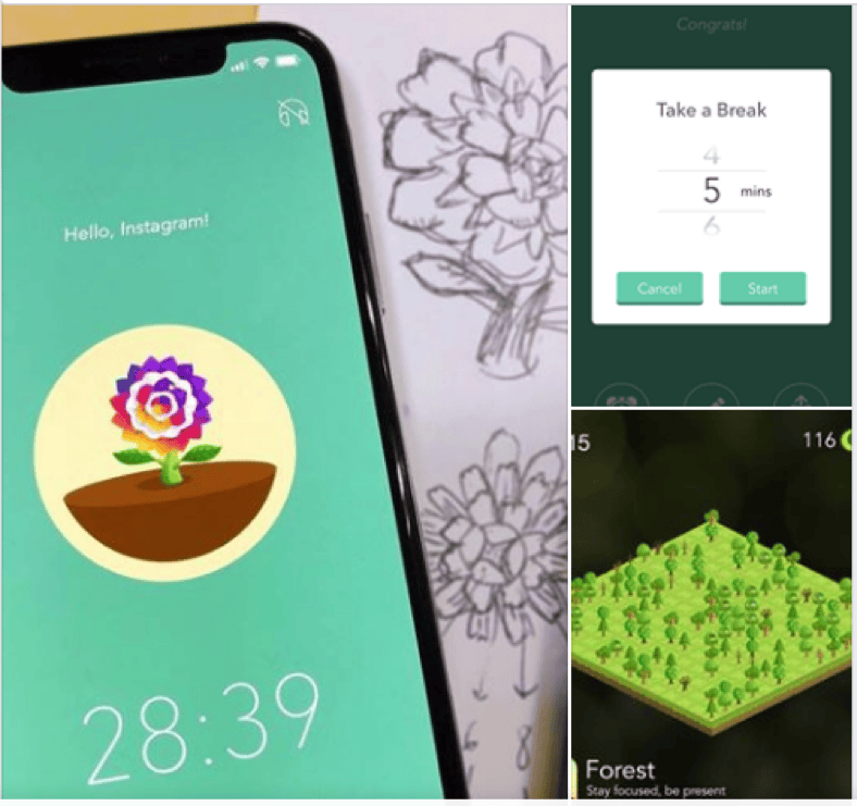 Forest app Facebook page used for community engagement and updates