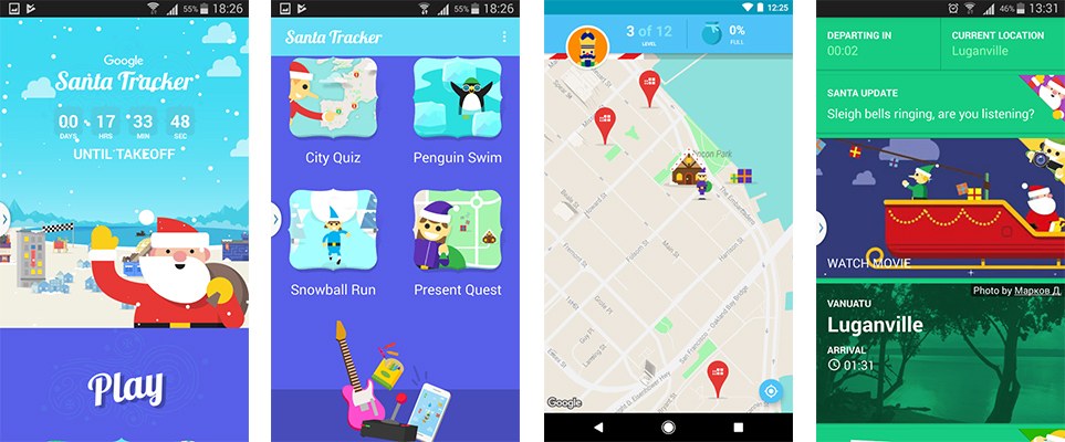 Google Santa Tracker in-app game screenshots for children