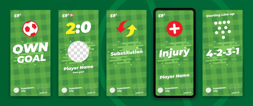 Athlete story highlights reel shown inside a mobile sports app
