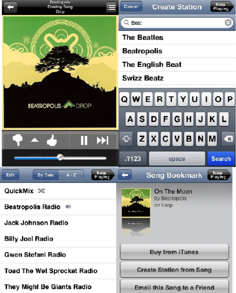 Pandora Music app launch timeline and Music Genome Project origins