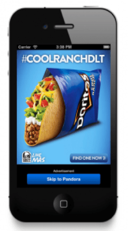 Pandora free app with targeted audio and visual ads for users