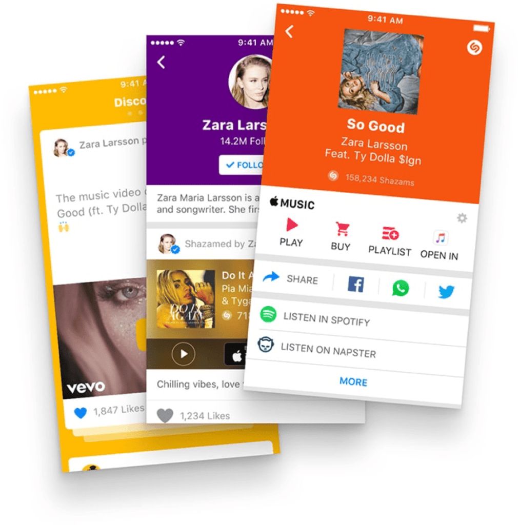 Shazam artist page connecting fans with music discovery