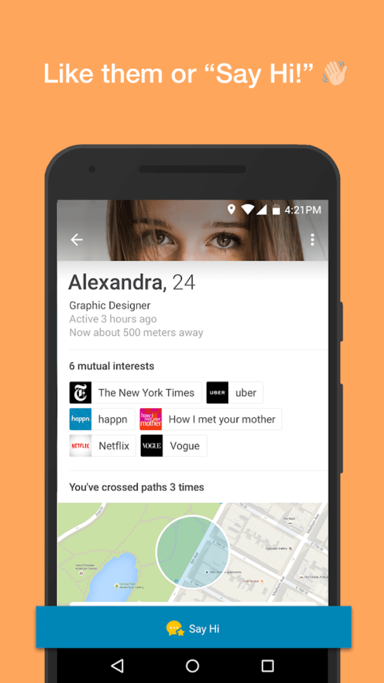 Happn CrushTime gamification feature with four potential match profiles