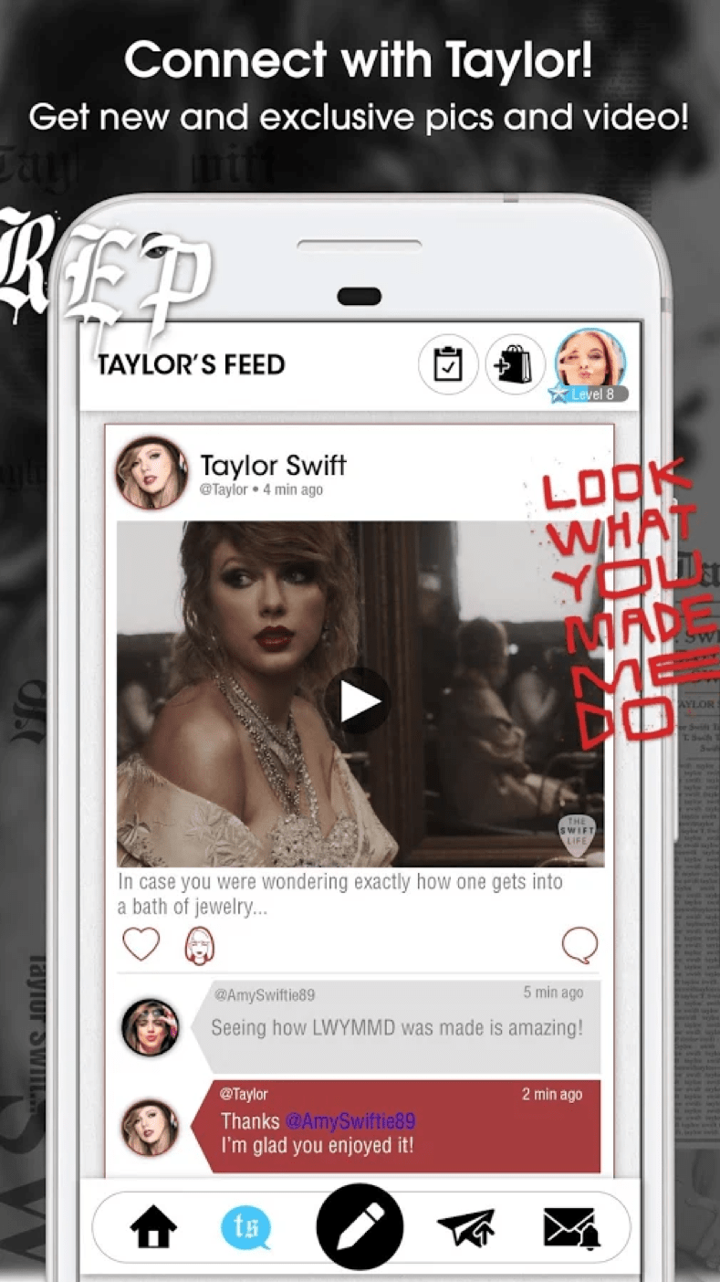 The Swift Life app profile screen highlighting fan engagement features