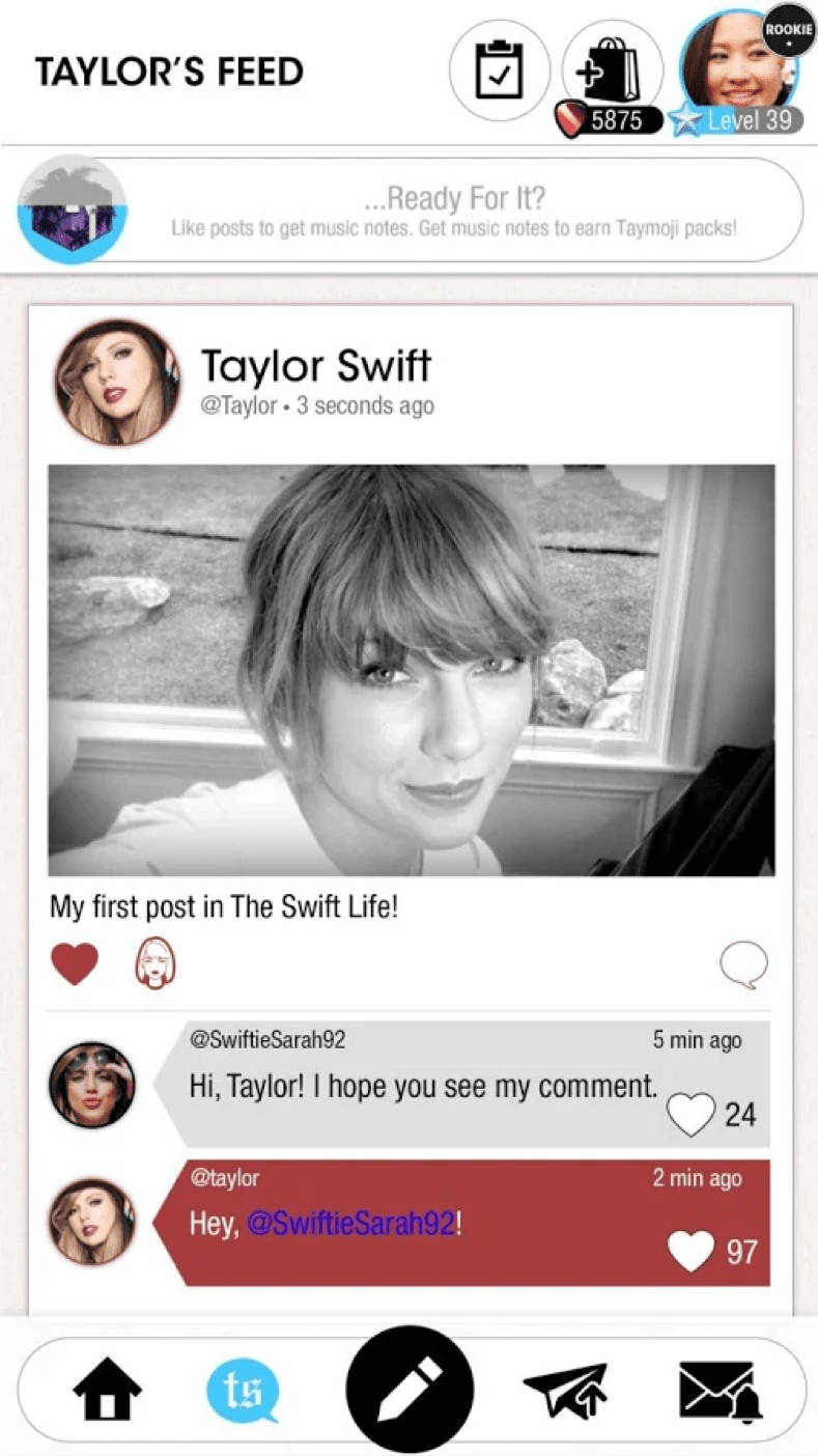 The Swift Life app screen showing SwiftSend fan recognition feature