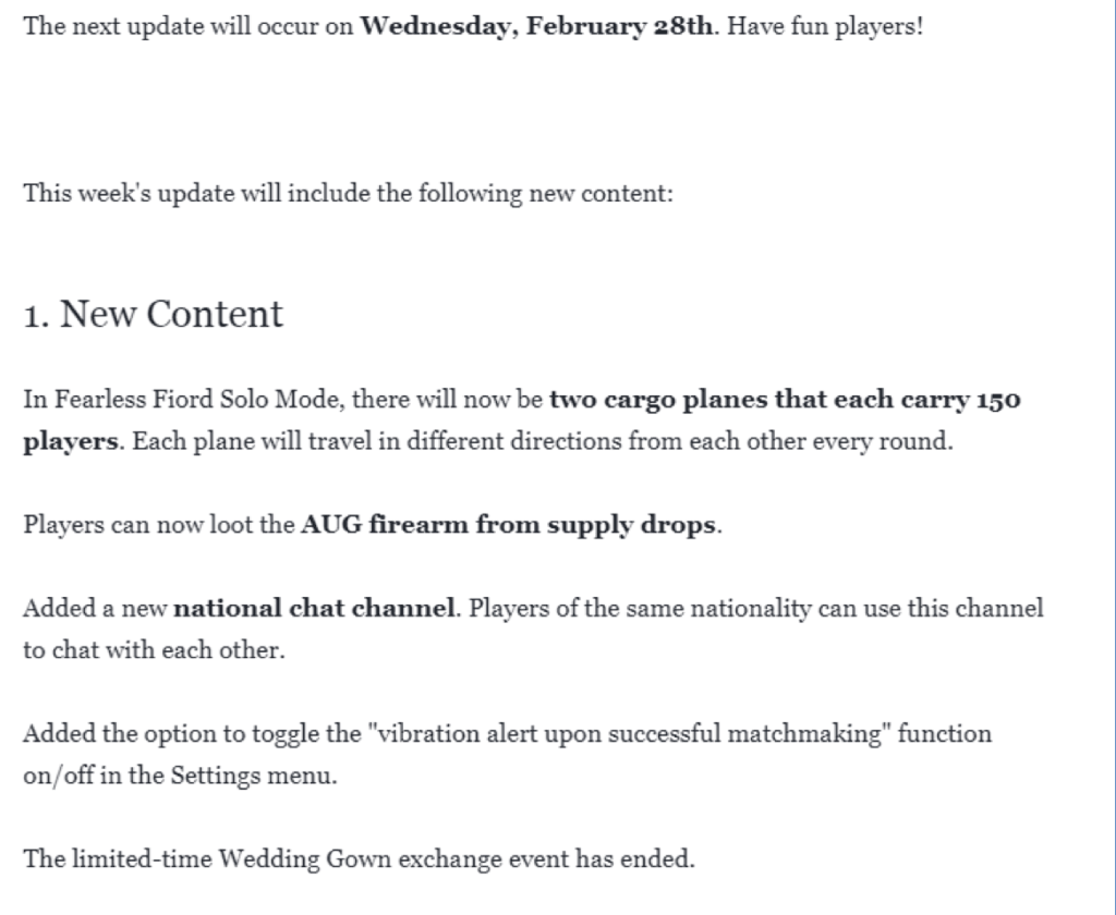 Rules of Survival app update notification with new features