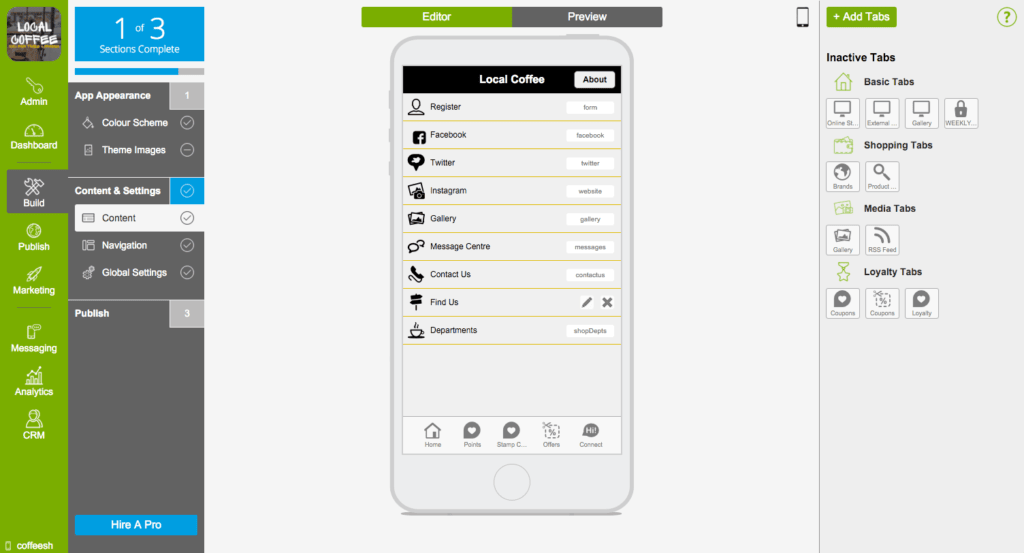 AppInstitute UK app maker showing customizable app features