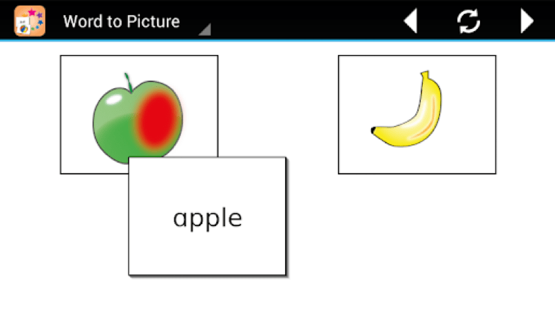 Special Words app showing picture-and-word cards for children with learning difficulties