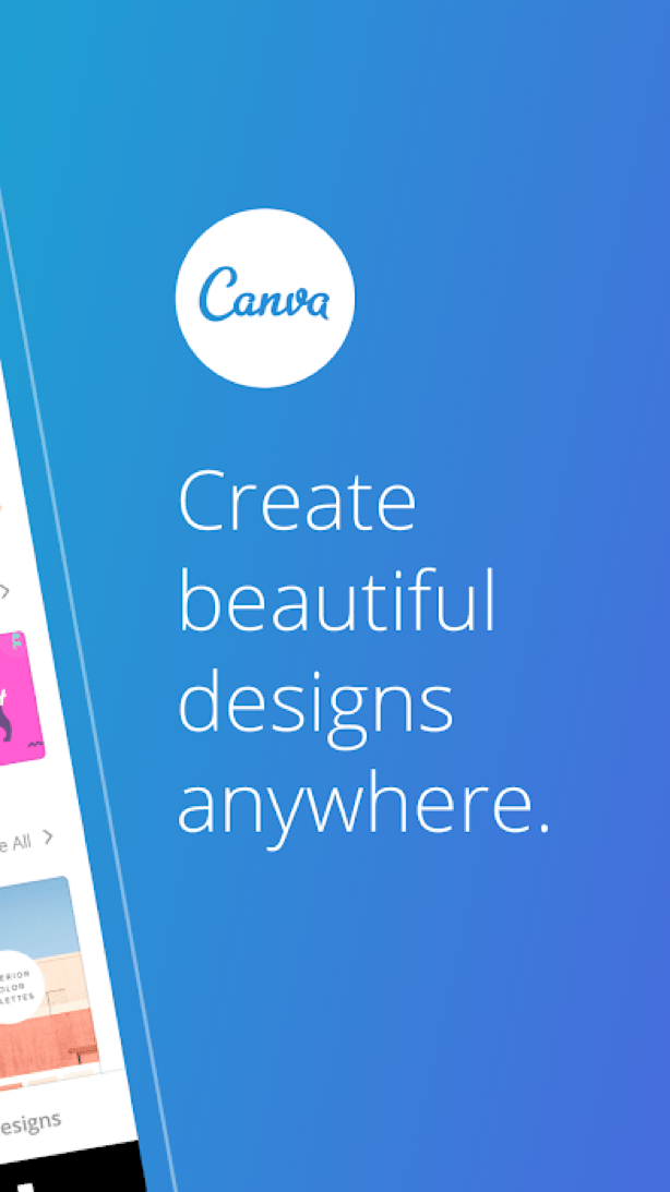 Canva app interface for creating designs on mobile
