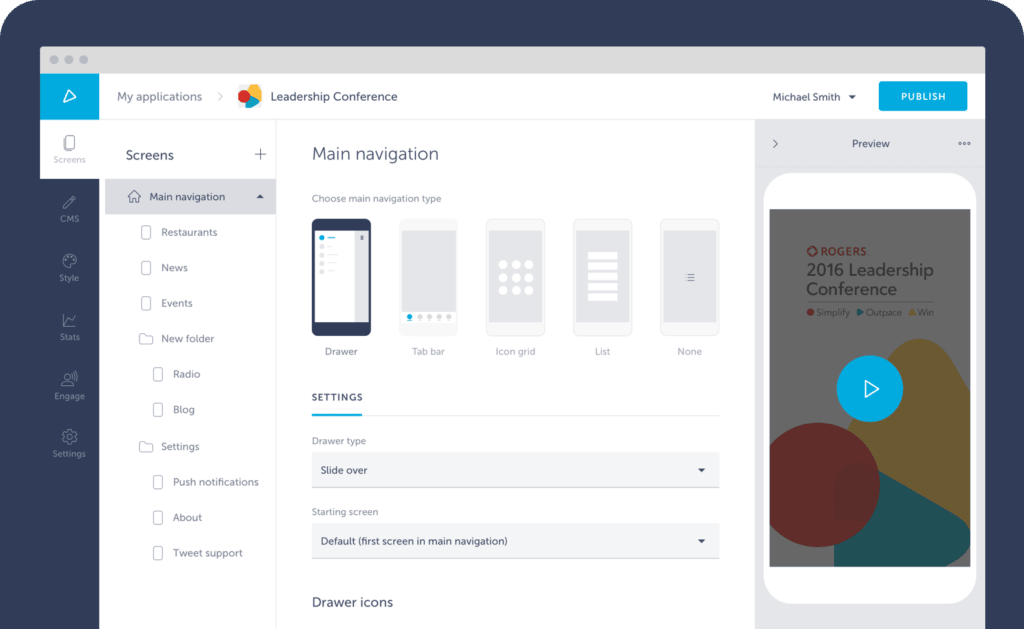ShoutEm app builder with content management and monetization tools