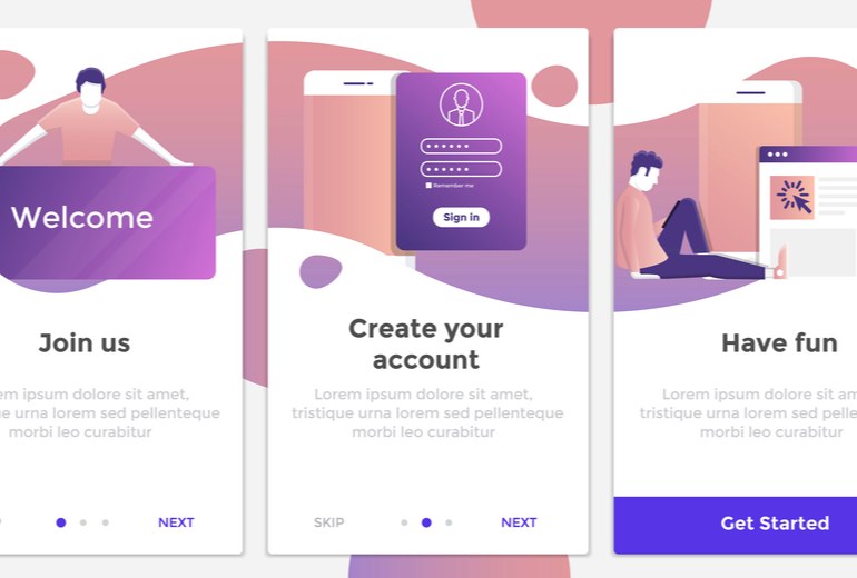 Mobile app onboarding walkthrough guiding new users interactively