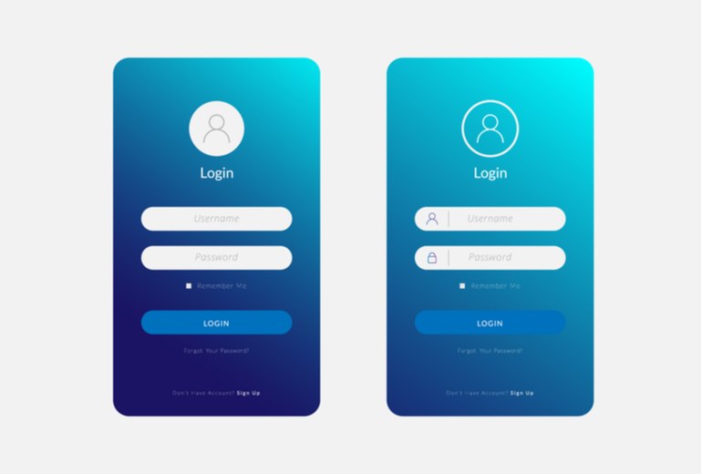 Mobile app login screen with forgot password and social sign-in options