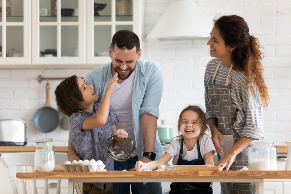 Mother and child looking at a tablet app together