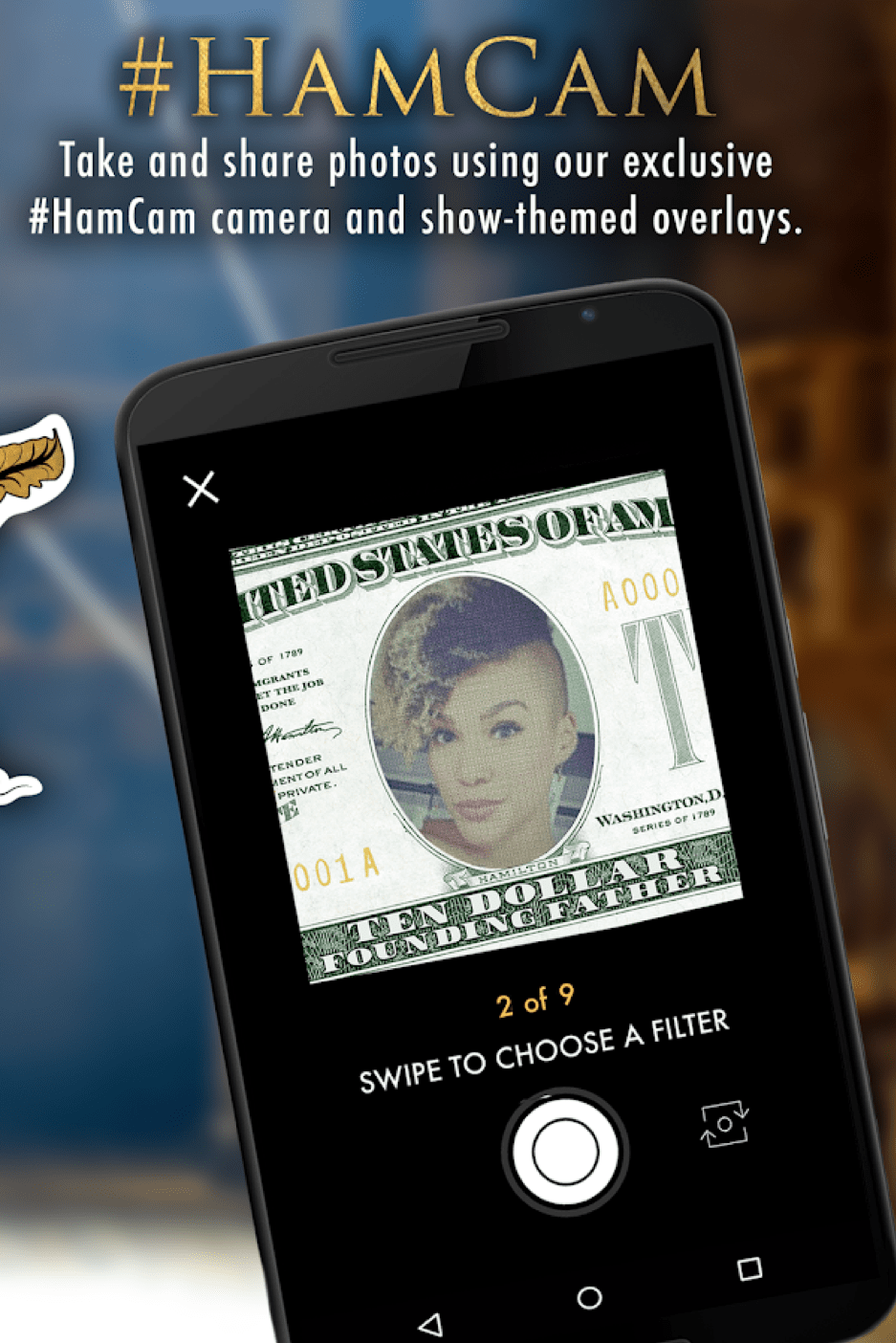 Hamilton HamCam augmented reality filter applied to a selfie