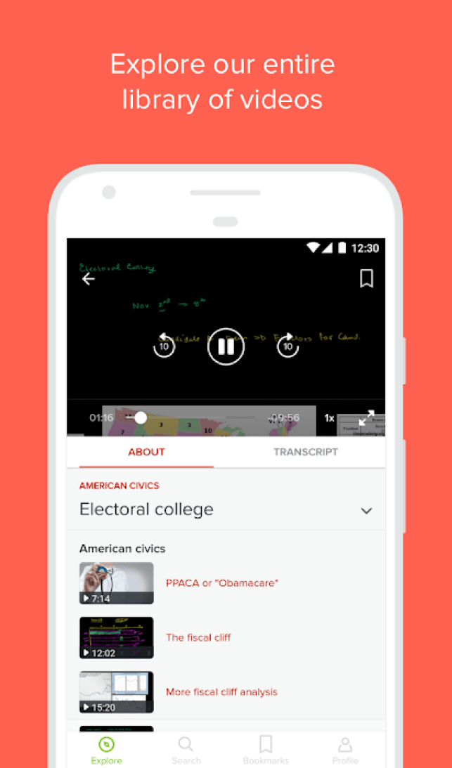 Khan Academy mobile app overview on a smartphone
