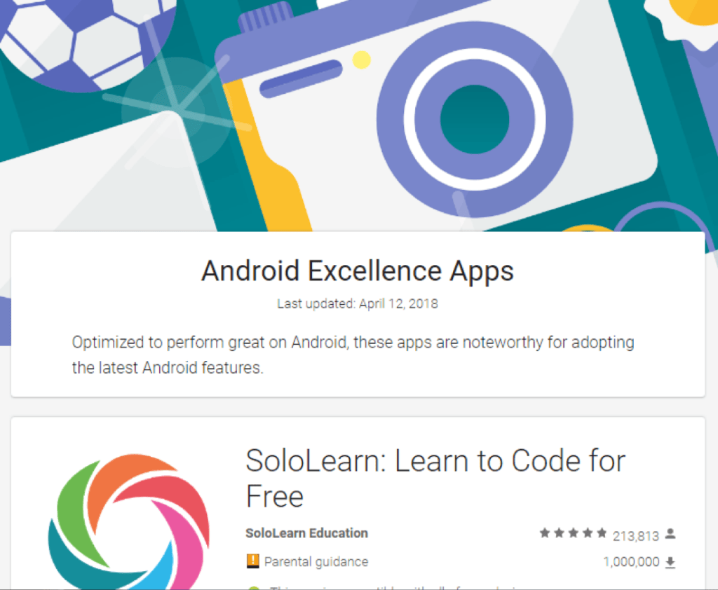 SoloLearn featured in Google Android Excellence collection