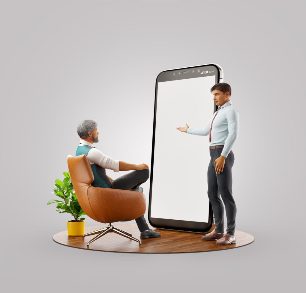 Artist sketching on a drawing app on a smartphone