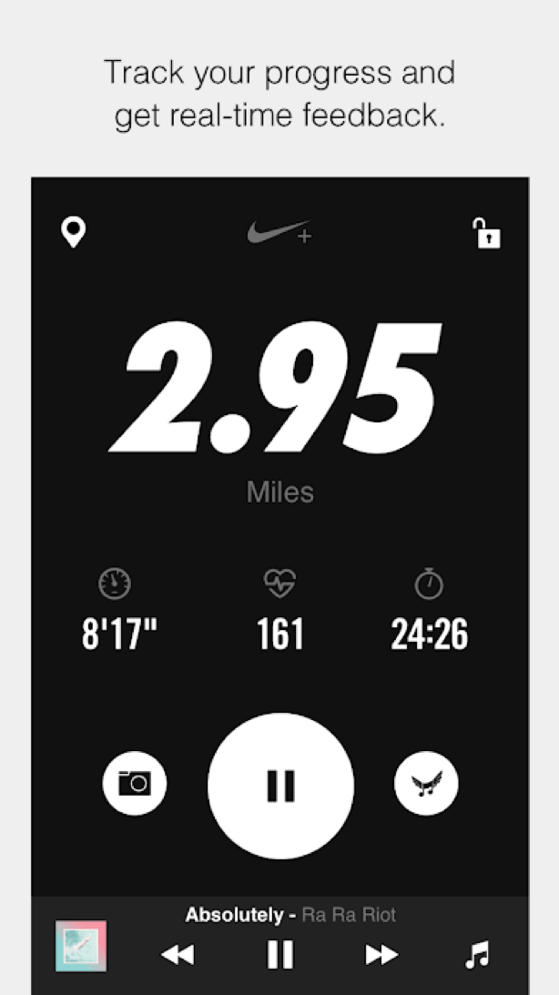 Nike Run Club personalized coaching plan and music integration screen