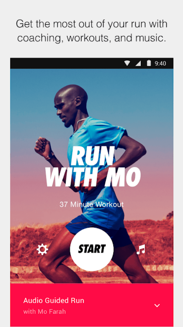 Mo Farah featured in Nike Run Club app promotional image