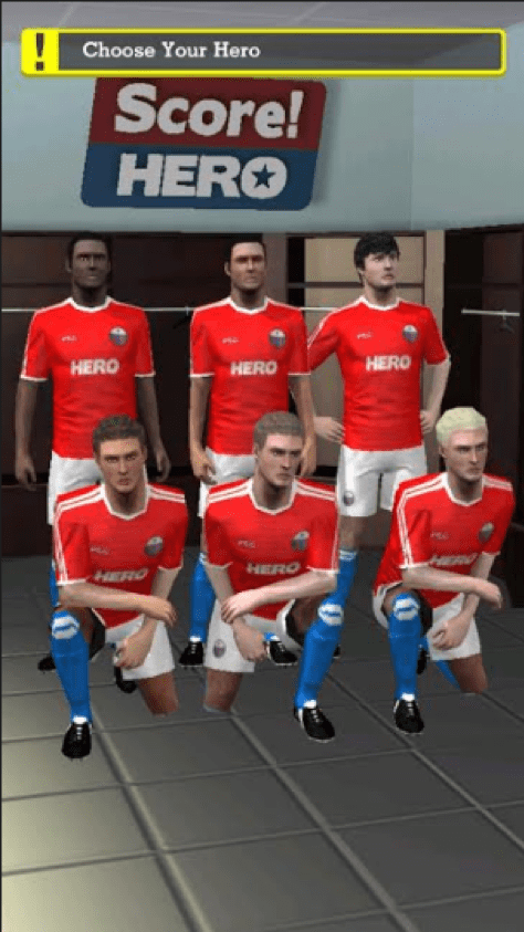 Score Hero gameplay overview showing soccer field and players