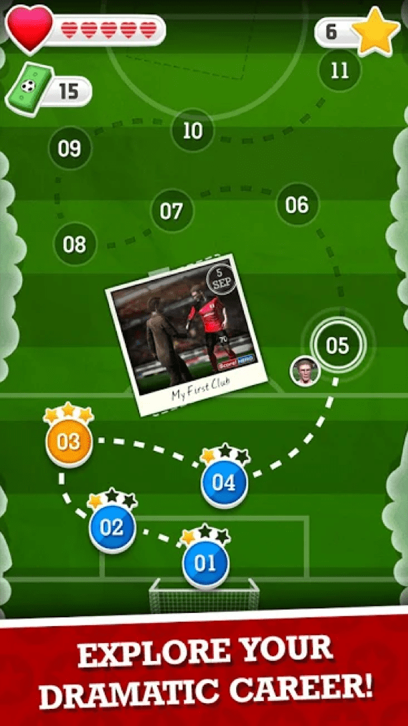 Score Hero mobile soccer game title screen