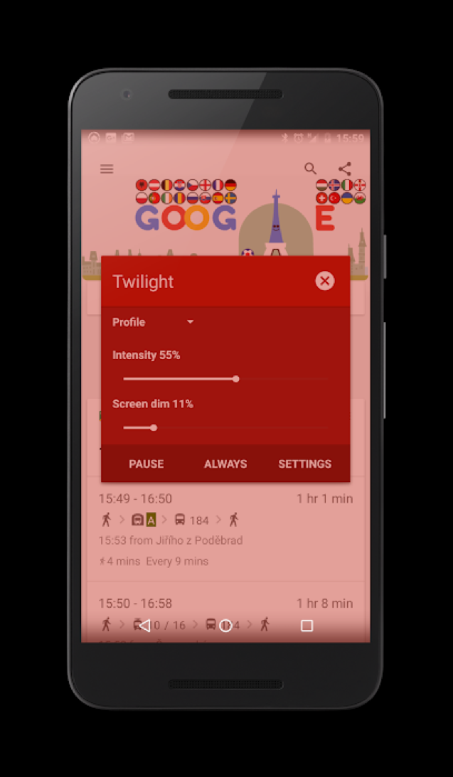 Twilight Pro in-app purchase screen showing premium feature options