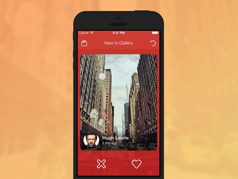 Koloda swipe card visual feedback animation like Tinder