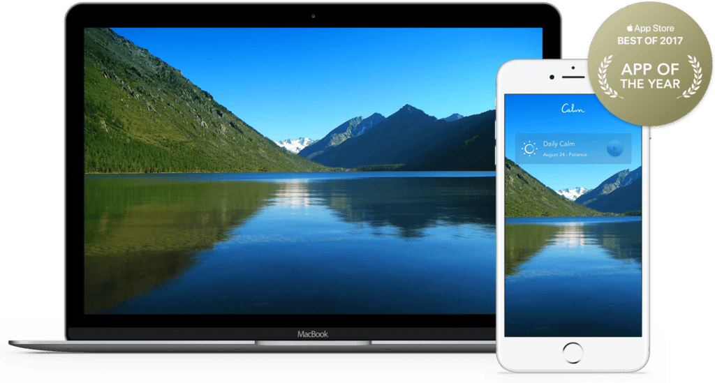 Calm app overview banner for mobile app success story