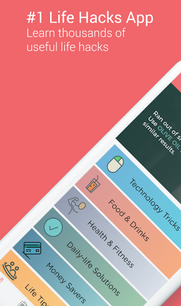 Crumblyy life hacks app home screen on Android