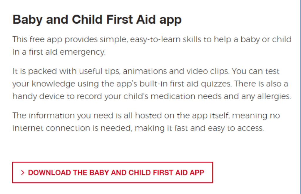Baby and Child First Aid app free download on app stores