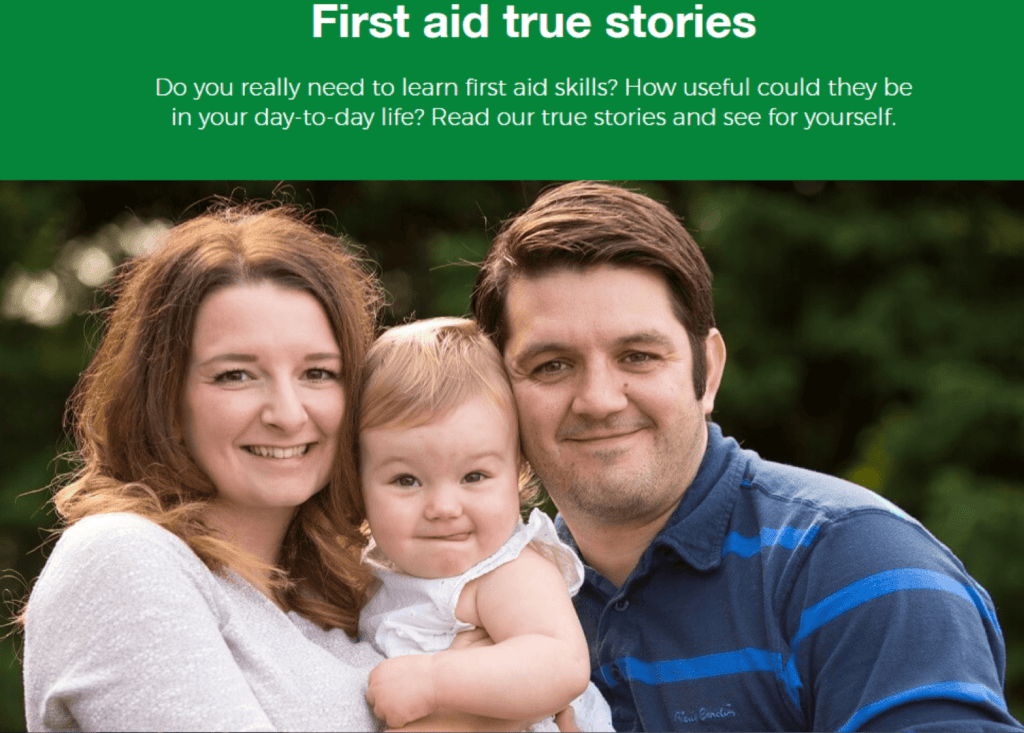 Baby and Child First Aid in-app prompt encouraging users to share