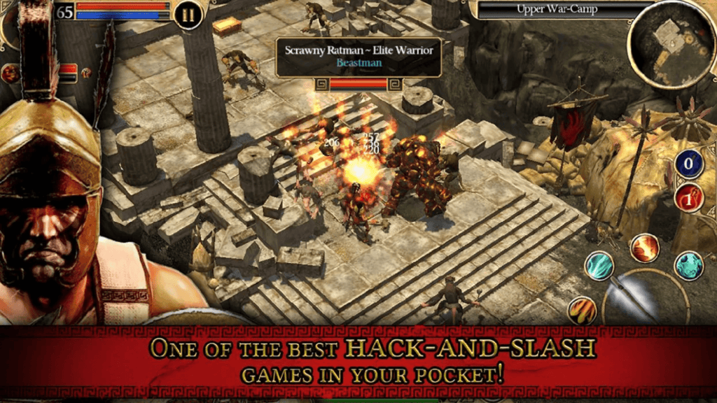 Titan Quest mobile RPG gameplay screenshot on a small screen
